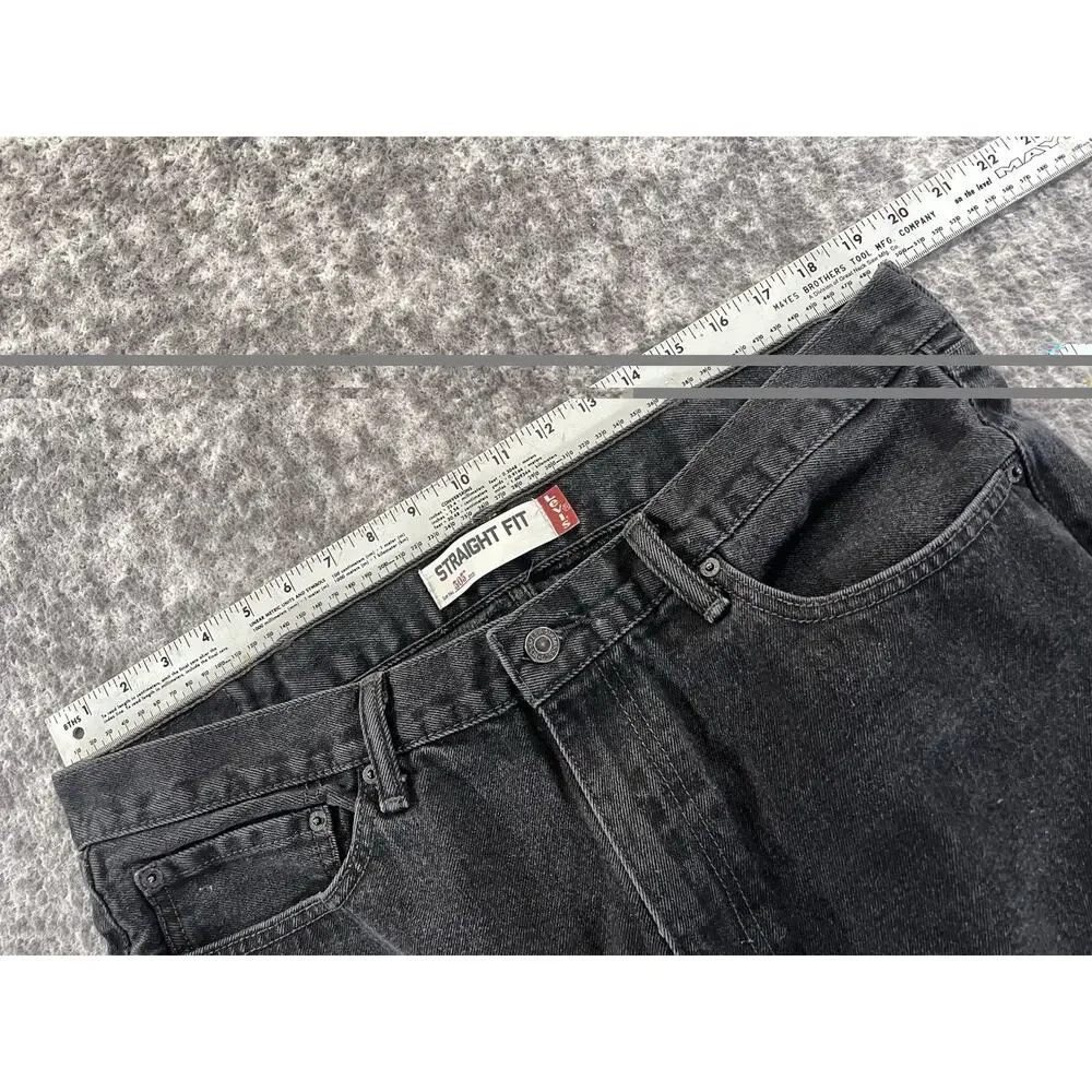 Levis 505 Mens 38x32 Regular Fit Straight Leg Black Denim Jeans